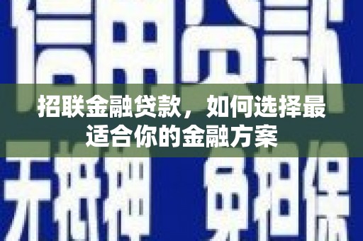 安乐招联金融贷款，如何选择最适合你的金融方案