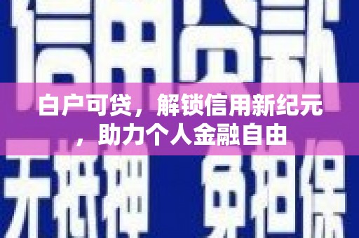 友谊白户可贷，解锁信用新纪元，助力个人金融自由