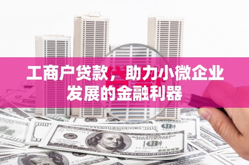 定陶工商户贷款，助力小微企业发展的金融利器