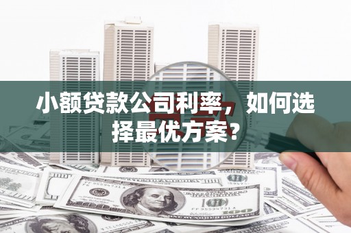 佳冬小额贷款公司利率，如何选择最优方案？