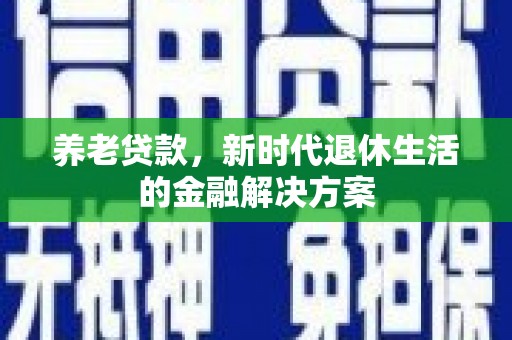 保亭养老贷款，新时代退休生活的金融解决方案